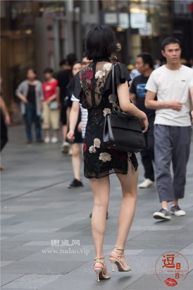 编码2316旗袍美腿短发