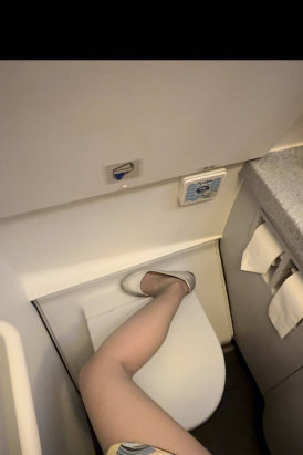 海航苗条大长腿空姐厕所秀腿实拍